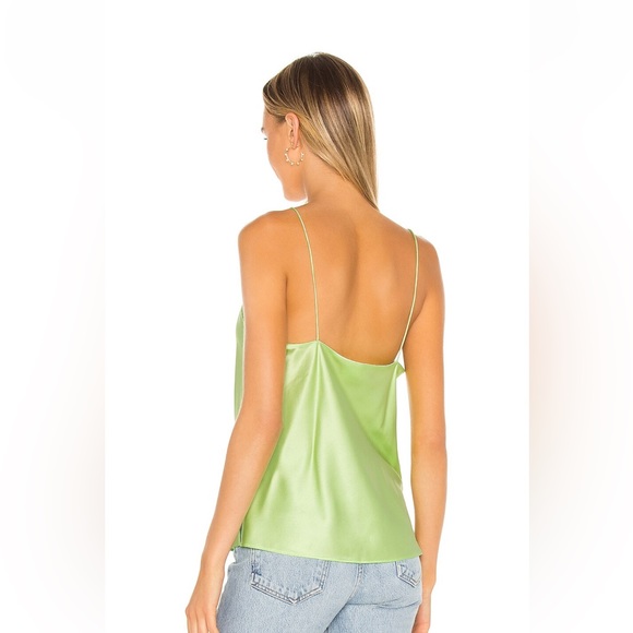Highlighter green satin flowy blouse - Picture 3 of 5